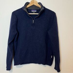 Patagonia Recycled Cashmere Sweater Men’s Size M Navy 1/4 Zip Timeless Luxury